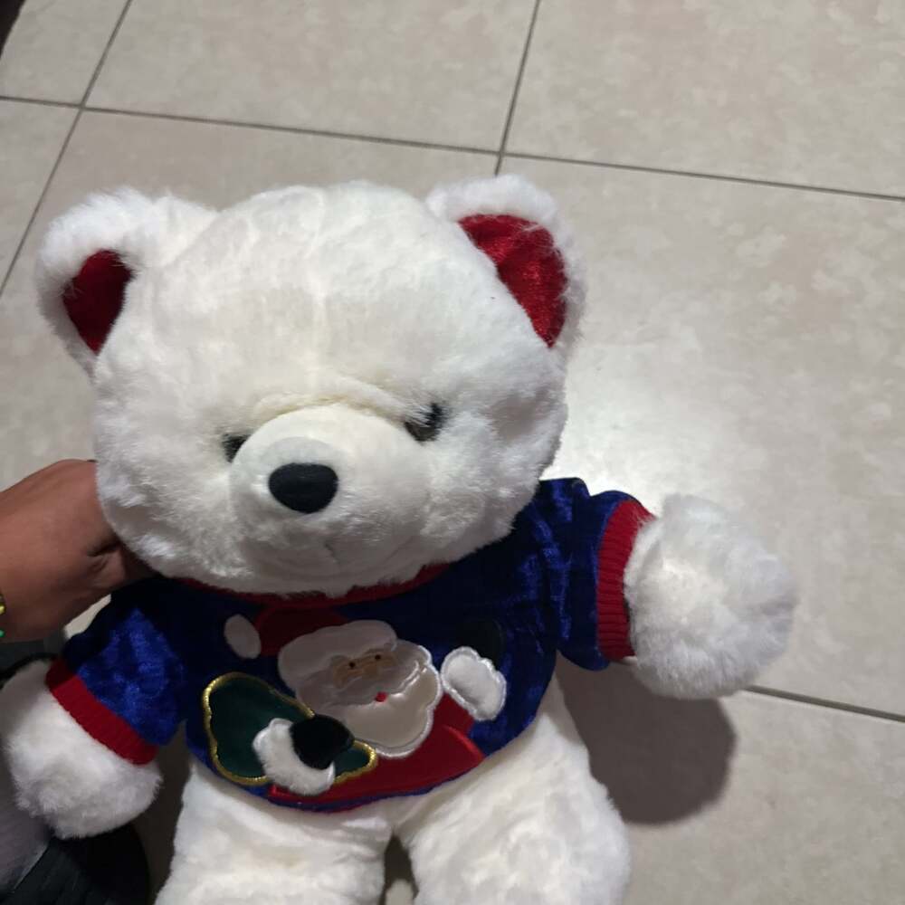 Christmas Santa Adorned Polar Bear Plush Stuffed Animal Toy - Picture 5 of 8